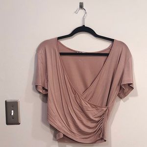 Mauve Low-V-Neck Mid-Crop Top
